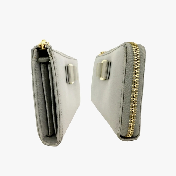 Salvatore Ferragamo Grey Leather Bow Long Zip Wallet - Picture 11 of 15